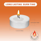 AlterEgo Unscented Tea Lights - 100 Pack Tealight Candles - 4+ Hour Burn Time - Clean-Burning White Palm Votive Smokeless Tealights Candles for Home, Shabbat & Anniversaries (100Pack)