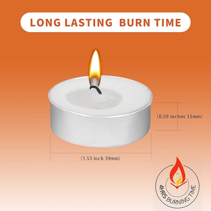 AlterEgo Unscented Tea Lights - 300 Pack Tealight Candles - 4+ Hour Burn Time - Clean-Burning White Palm Smokeless Votive Tealights Candles for Home, Shabbat & Anniversaries (300Packing)