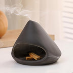Ceramic Palo Santo Burner, Mini Chimney Incense Holder with Ash Catcher, Aromatherapy Meditation Home Decor for Anxiety Relief, Black
