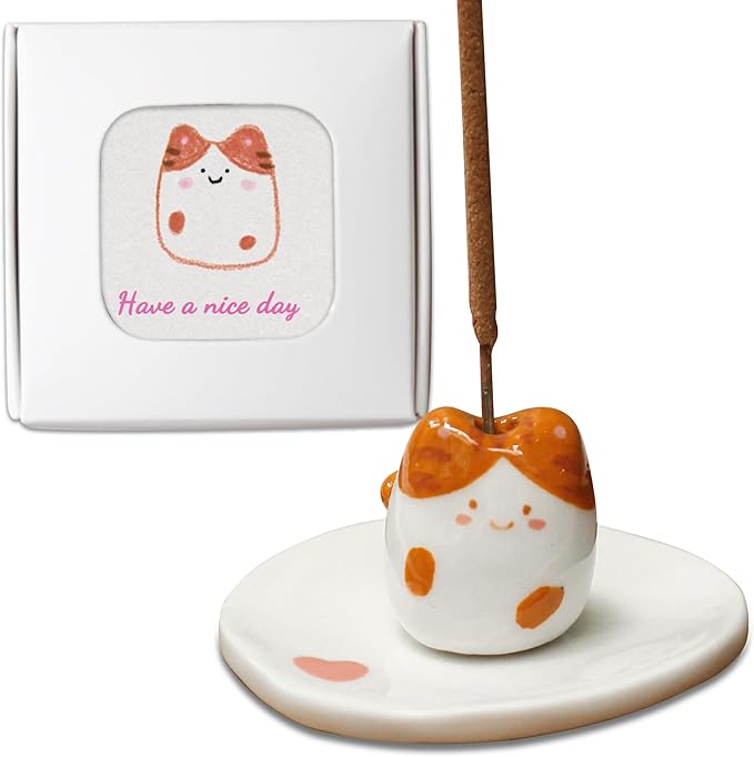 Handmade Ceramic Incense Holder for Sticks, Incense Plate for Stick with Ash Catcher Anti-ash, Incense Burner for Meditation Yoga Spa Aromatherapy Home Room Decor Easily Grab Ash