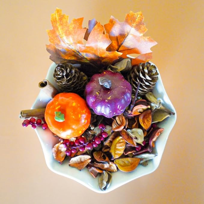 Qingbei Rina Fall Potpourri Bags, Cinnamon Scented Potpourri Bowl Filler,Thanksgiving Decorative Dried Flowers,Home Fragrance Sachet, Autumn Vase Fillers,Bathroom Pumpkin Decor(8.4 oz)