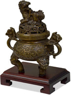 China Furniture Online Iron Imperial Kirin Chinese Incense Burner, Brown