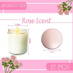 12 Pcs 8 Oz Bulk White Soy Candles,Rose Scented Candles Set,Bulk Aromatherapy Candle,Great Stress Relieving Scented Candle for Girls as a Gift for Birthdays, Weddings and More!