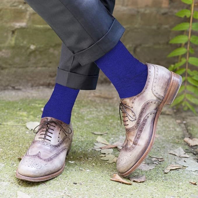 Feraricci Solid Color Casual Dress Socks for Men - Colorful & Comfortable Crew Socks