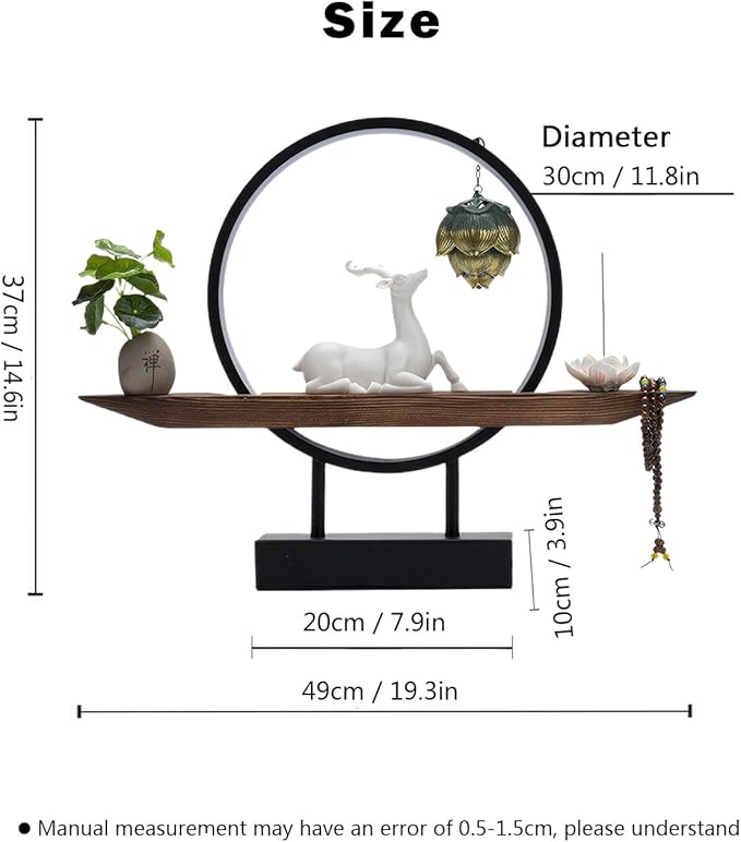 Deer Statue Backflow Incense Burner,Backflow Lotus Heart Incense Burner, Incense Waterfall Fountain Holder,with Adjustable LED Light Ring, USB Powered, Compatible with Cone and Stick Incense
