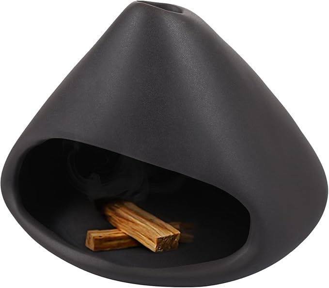 Ceramic Palo Santo Holder Burner, Triangular Incense Burner for Cones and Sticks, Ceramic Smudge Bowl, Elegant Sage Tray, Small Ash Catcher Ideal for Home Decor and Meditation