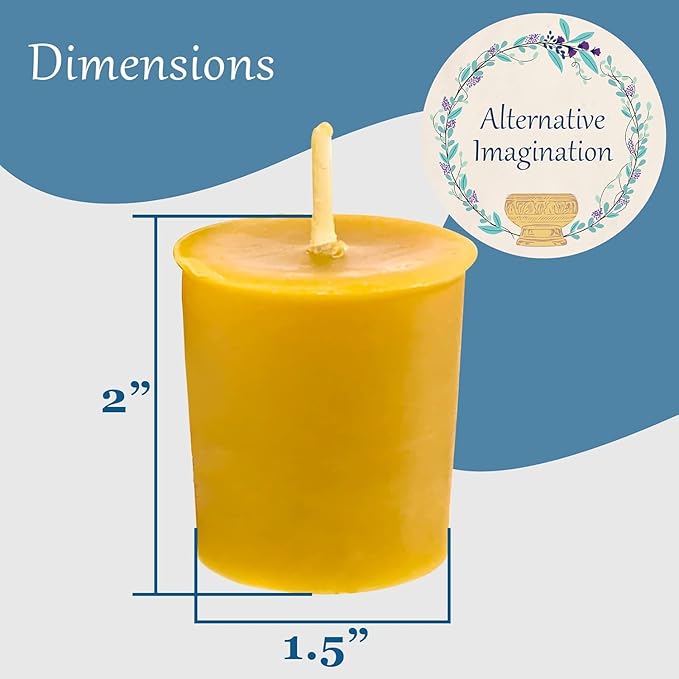 24 Pack of Beeswax Votive Candles - 100% Pure, Natural Beeswax with Natural Light Honey Scent - 15 Hour Burn - Alternative Imagination