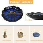 Ceramic Incense Holder for Sticks, Handmade Incense Burner Trays with 3 Pcs Incense Holes, Multi-Purpose Ash Catcher for Coils, White Sage & Palo Santo, Smudge Bowl for Meditation Yoga Decor (Blue)