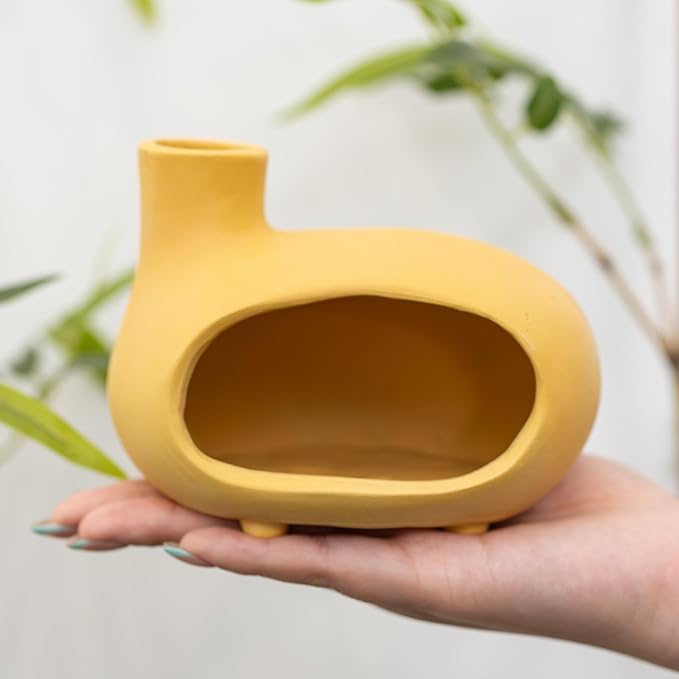 Yellow Palo Santo Holder with Chimney–Mini Fireplace Incense Burner for Sage Burning, Wood Sticks, Cones&Tealights-Handcrafted Ceramic Smudge Bowl,Aromatic Incense Burner-Yoga Meditation Gift