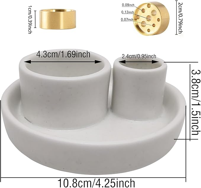 4 in 1 Incense Holder, Palo Santo Stick Holder,Sage Holder for Burning- 4.25" Sage Incense Holder for Meditation Room Home Decor (White Speckles)