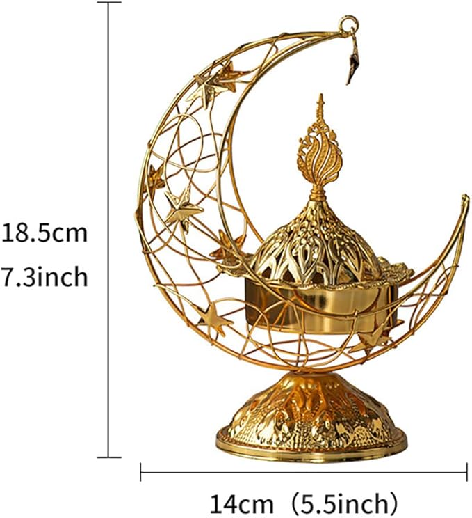 Metal Greek Incense Burner Antique Arabic Incense Censer Pot Metal Candlestick Candle Stand Incense Bowl for Aromatherapy Yoga Spa Home Decor (Gold)