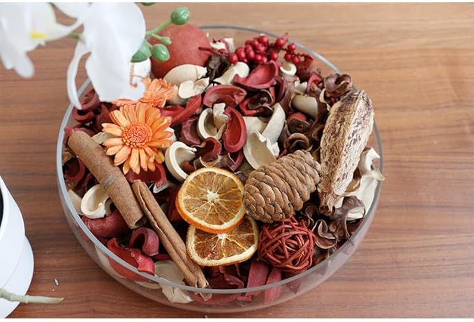 Qingbei Rina Fall Potpourri Bags,Cinnamon Scented Potpourri Bowl Fillers,Orange Thanksgiving Decorative Dried Flowers,Home Fragrance,Autumn Harvest Framhouse Vase Filler,20 oz