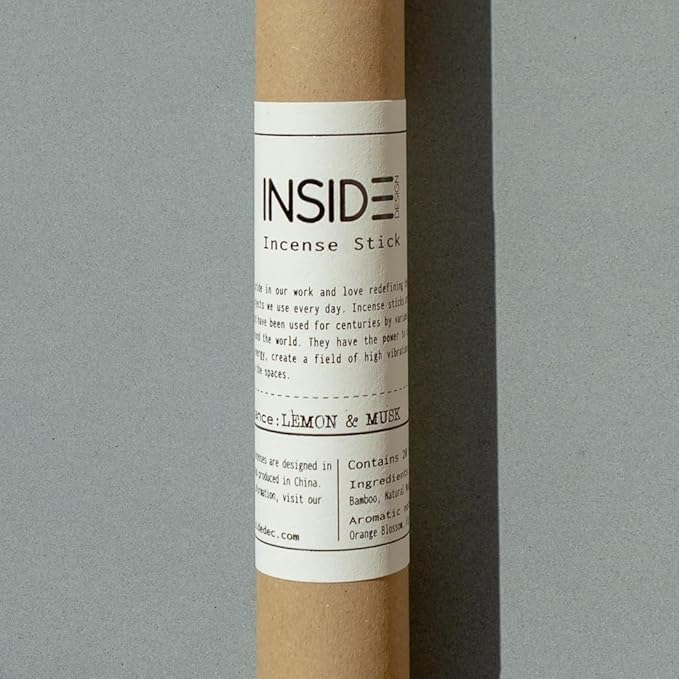 Lemon & Musk Incense Sticks – 11 Inch Bamboo and Natural Wood Blend – Clean-Burning, Low Smoke – 1 Hour Burn Time – 20 Sticks.