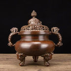 Copper Incense Burner Chinese Brass Incense Burner Kit Traditional Zen Incense Burner Antique Style Office Yoga Home Decor 7.9 * 5.9 * 8.3IN 6.3LB