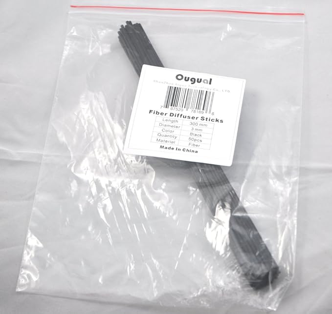 50 Pieces Fiber Reed Diffuser Replacement Refill Sticks for Aroma Fragrance (Black, 12" x3mm)