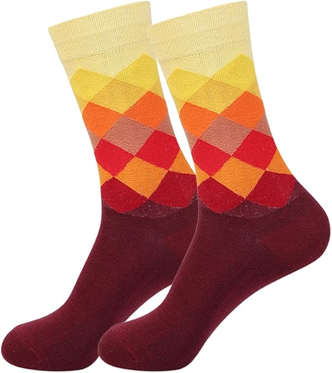 DRASEX Men's Dress Socks Funky Colorful Pattern Cotton Novelty Casual Crew Socks