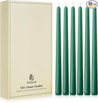 New Burning Formula Unscented Dripless 12-Inch Taper Candles Set of 12 - Emerald, for Wedding, Dinner - Smokeless, Long Burning - Hand Poured, Colored Tall Candlesticks - Esmeralda