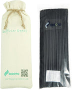 Resafy Reed Diffuser Sticks, Jecnovo Pack of 100 Fiber Sticks with Handmade Linen Bag, Safe and Non-Toxic, 9 Inches Long 3mm Diameter Aromatherapy Diffusers for Home, Spa and Office(Black)