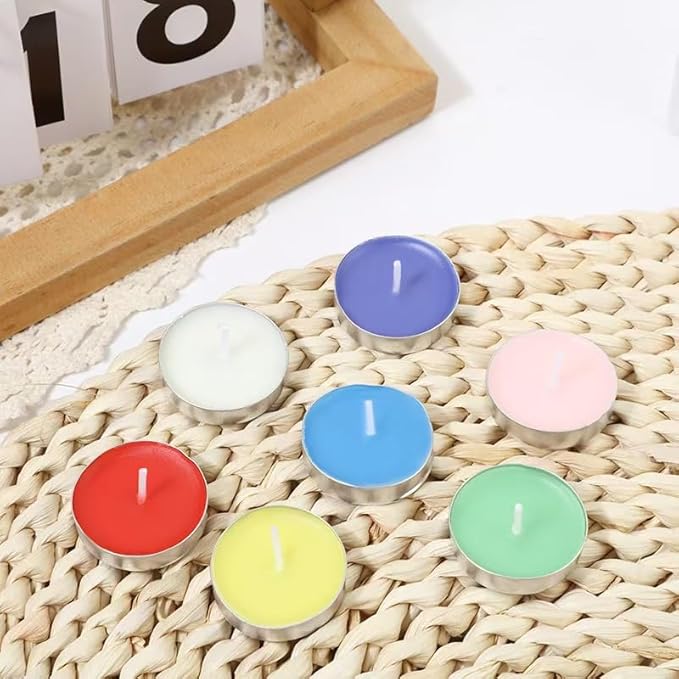 Colored tealight Candles Handmade Organic Tea Lights Set of 10pack Small red Candles 1.5-2 Hours Burn Tea Lights for Valentine's Day, Birthday, Votive Parties ，Home Decoration (Blue)