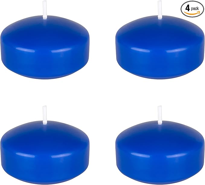 Mega Candles 4 pcs Unscented Dark Blue Floating Candles, Hand Poured Wax Candle 2 Inch Diameter, Home Décor, Wedding Receptions, Centerpieces, Occasions, Events, Festivities, Meditations, Spas