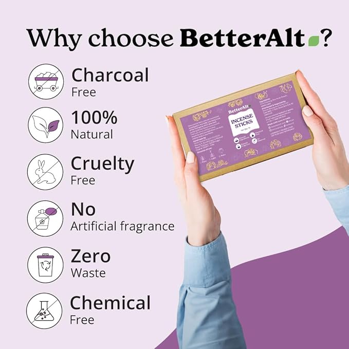 Incense Sticks, Natural Rose Fragrance (30 Qty)| for Relaxation & Air Cleanising| 100% Natural, Chemical Free, No Charcoal