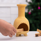 Handcrafted Terracotta Palo Santo Burner - Mexican Style Chiminea Clay Incense Dish & Anxiety Relief, Mini Aromatic Home Altar with Chimney Design, Meditation Gift for Women/Mom