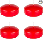 Mega Candles 4 pcs Unscented Red Floating Candles, Hand Poured Wax Candle 2 Inch Diameter, Home Décor, Wedding Receptions, Centerpieces, Occasions, Events, Festivities, Meditations, Spas