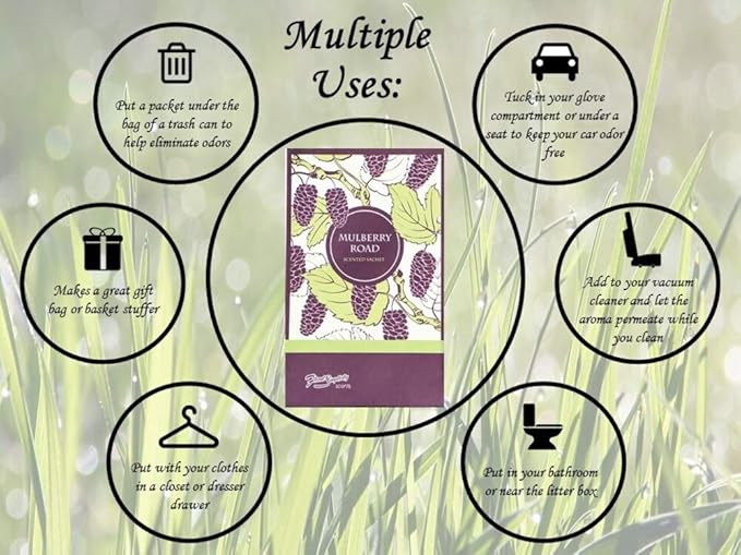 Mulberry Road Scented Sachets Pack of 6, Spring and Summer - Long-Lasting Scented Bags, Home Fragrance, Air Freshener & Deodorizer for Closet, Room, Drawer, or Cars, Made in USA