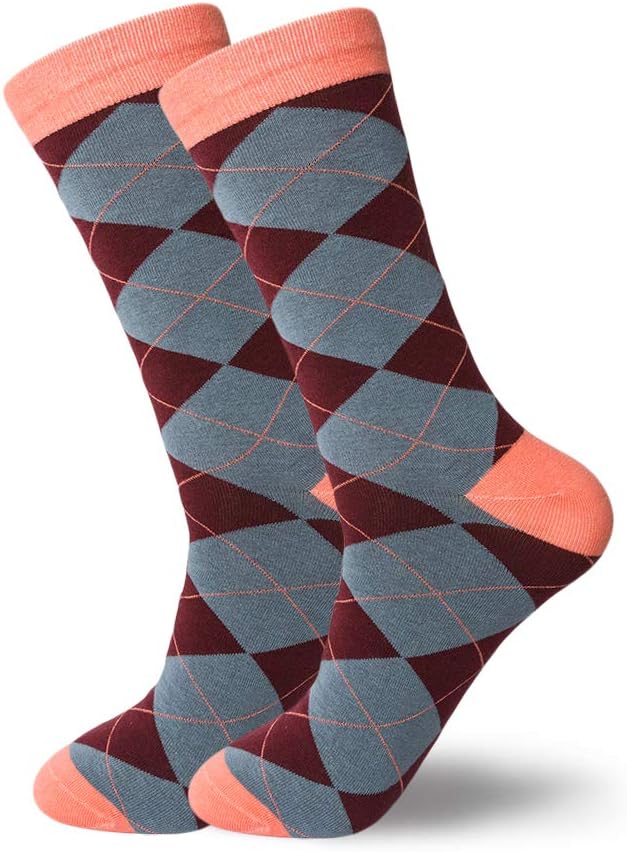 HHX YONLEE Dress Socks 5/6/10 Pairs Crew Argyle Colorful Cotton Novelty Casual Happy Fun