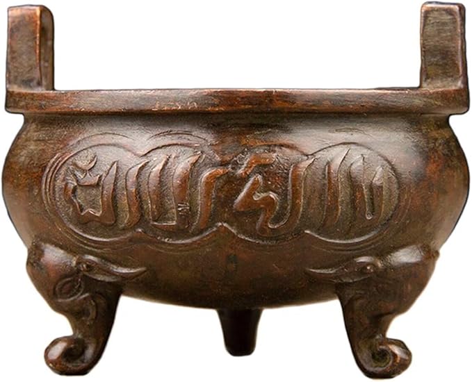 Incense Burner Chinese Incense Holder Brass Incense Burner Zen Copper Incense Burner Antique Style Home Office Fengshui Decor 3 * 3 * 2.4IN 0.6LB