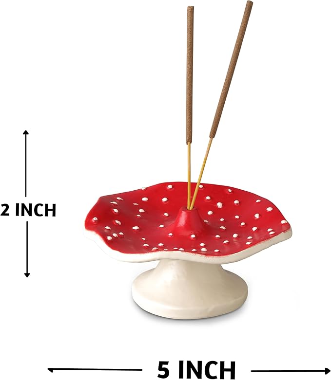 Folkulture Mushroom Incense Holder for Sticks and Table Decor, Aluminium Ash Catcher for Gifting