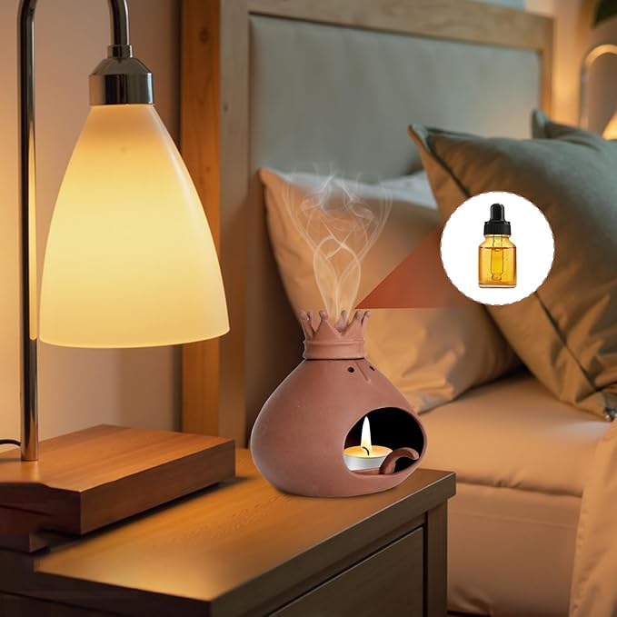 Palo Santo Holder Terracotta Incense Burner Clay Chiminea Furnace with Chimney for Palo Santo Sticks, Sage Ash Catcher, Cone Incense Burning, Essential Oil, Gift for Yoga, Relaxation, Meditation