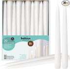 BOLSIUS Long White Taper Candles - Bulk Pack of 30 Count - 10-inch Unscented Household Candlesticks - Premium European Quality Wax - 8 Hour Long Burning Candles for Home Décor, Weddings & Parties
