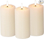 KONNI Beeswax White Pillar Candles Set of 3, 2"x 4" Unscented Pillar Candles Bulk, 20 Hours Long Burning Candles, Smokeless&Dripless Large Round Candle for Wedding, Decoration, Parties, Spas, Dinner