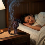 Sophisticated and Elegant Headscents-Head Incense Burner - Black Woman Smoking Head Incense Burner Design Calming Room Waterfall Decor and Unique Home Gift,Desk Decor (A)
