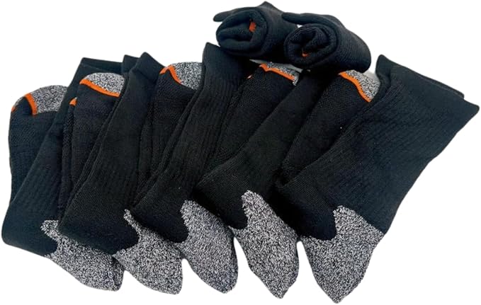 Aeonrow 5-Pairs Men's Weatherproof Vintage Outdoor Wool Blend Crew Calf Socks, Black, 6-12
