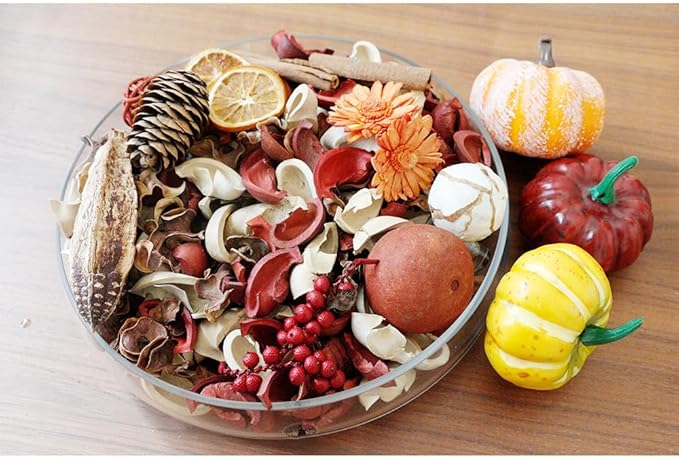 Qingbei Rina Fall Potpourri Bags,Cinnamon Scented Potpourri Bowl Fillers,Orange Thanksgiving Decorative Dried Flowers,Home Fragrance,Autumn Harvest Framhouse Vase Filler,20 oz