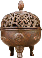 Incense Burner Chinese Incense Holder Brass Incense Burner Zen Copper Incense Burner Antique Style Home Office Fengshui Decor 2.6 * 2.6 * 3.5IN 0.6LB