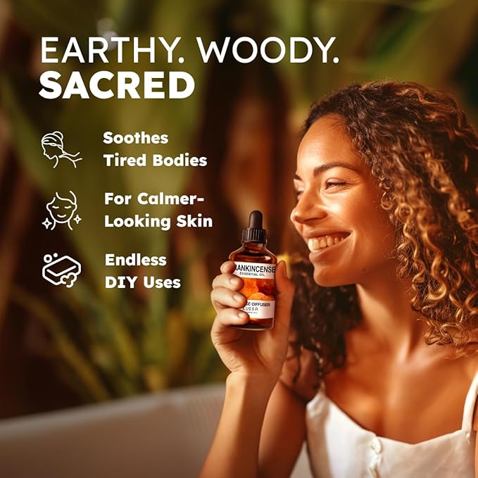 KUKKA Frankincense Essential Oils - 4 Fl Oz - for Hair, Skin, Diffuser, Aromatherapy & DIY Soap Making Scent
