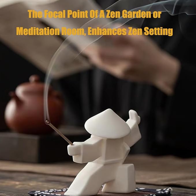 EAEMDY Samurai Figure Figurine Japanese Warrior Statue Decor for Table Room, Incense Holder for Stick Burner Incense Stick Holder, Kongfu Tea Pet Decoration (2. White A+B)