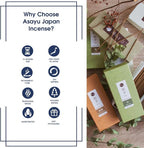 Asayu Japan Traditional Incense Sticks - Reflection Set (Frankincense + Patchouli), 40gr (Each Scent 20g), for Yoga, Zen Meditation and Relaxation - Traditional Smoke Type