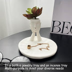 Incense Holder Modern Ceramic, Creative Incense Burner Head Sculpture Figurine Jewelry Dish Trinket Tray Incense Ash Catcher for Burning Sage Stick Unique Gift Home Decor (White)