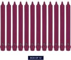 Colonial Candle Unscented Taper Candle, Classic Collection, Mulberry, 10 In, Pack of 12 - Up to 8 Hours Burn