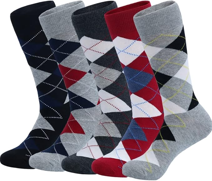 DRASEX Men's Dress Socks Funky Colorful Pattern Cotton Novelty Casual Crew Socks