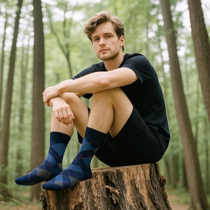 BISOUSOX Merino Wool Socks for Men, Thin Wool Socks Mens Black Dress Sock Crew Calf Long Tube Boot Size 9-12