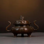 Copper Incense Burner Chinese Brass Incense Burner Kit Traditional Zen Incense Burner Antique Style Office Yoga Home Decor 5.7 * 3.9 * 3.7IN 2.7LB