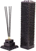 Handmade Black Soapstone Incense Stick Tower Holder | Marble Incense Stick Tower Burner Holder Spa Aromatherapy Home Office Fragrance Accessories Home Office Decor - (11 X 3 Inches)