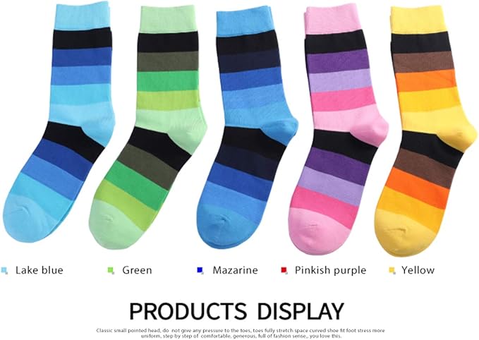 HHX YONLEE Dress Socks 5/6/10 Pairs Crew Argyle Colorful Cotton Novelty Casual Happy Fun