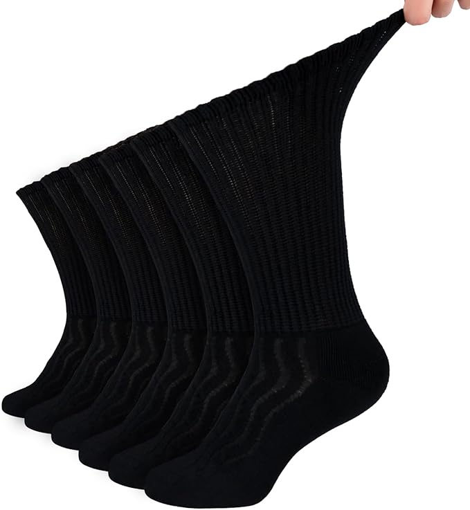 +MD Crew Socks for Men 6 Pairs, Viscose Bamboo Socks, Mens Dress Socks with Soft Cushioned, Smell Control, Black White