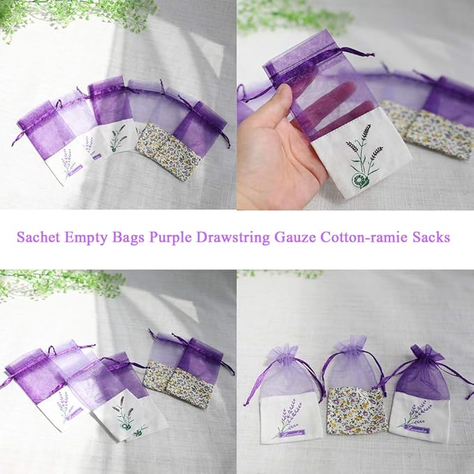 Sachet Empty Bags Linen Fabric Bags Organza Gauze Bags for Lavender, Spice and Herbs
